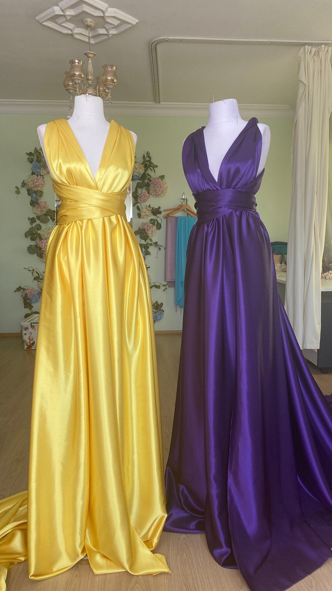 hand made custom made dress silk satin