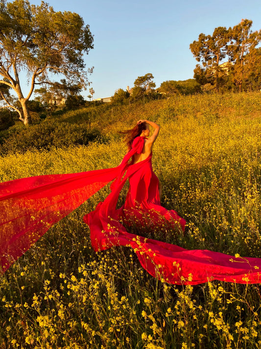 Red dress flying beautiful unique