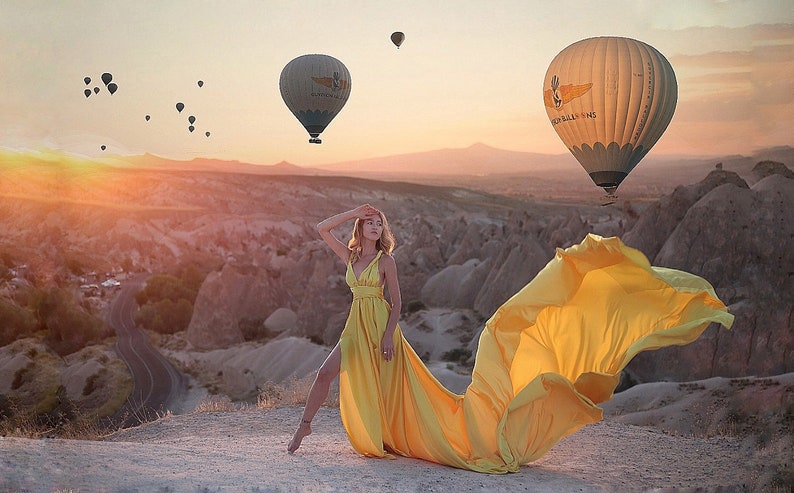 cappadocia photoshoot dress rental long train dress photoshoot